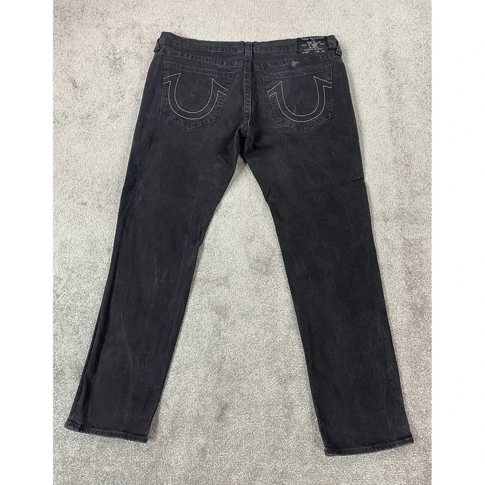 True Religion Jeans Mens 42x33 Black GENO Relaxed Tour Horseshoe Luxury Designer